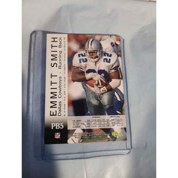 1994 Classic Pro Line Live Spotlight Emmitt Smith #PB5 - Picture 2 of 2